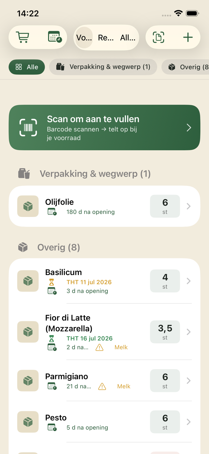 Producten in de Certo-app